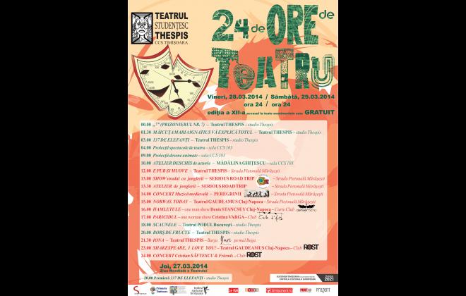 Poster 24 hours of theatre Thespis Timisoara